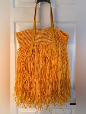 Mango x SIMONMILLER - Maxi Fringed Natural Fiber Bag -NWT